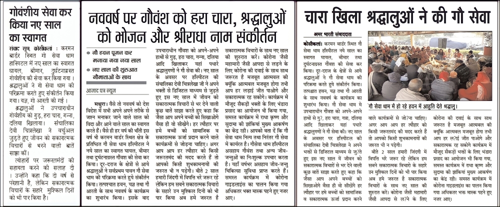 चारा खिला श्रद्धालुओं ने की गौ सेवा